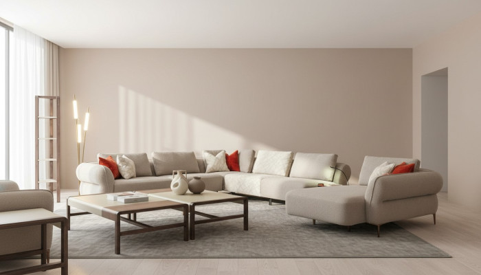 Canapé d'angle en forme de U Beige Salon de luxe Canapé moderne rembourré neuf