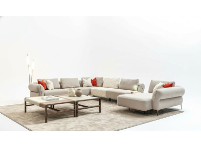 Canapé d'angle en forme de U Beige Salon de luxe Canapé moderne rembourré neuf