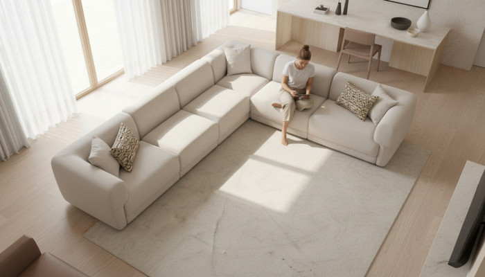 Canapé d'angle en L Beige Ensemble canapé Tissu Style 405x315 Canapé Sofa