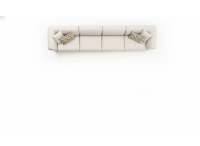 Grand canapé attrayant à six places de couleur beige, au design simple et fabriqué à partir de matériaux de qualité supérieure.