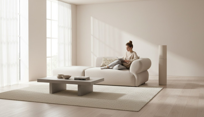 Canapé en textile 3 places Salon Mobilier de luxe Design Canapé Beige 215 cm
