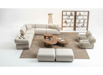 Style italien Mobilier Canapé d'angle Canapé d'angle Paysage vivant Ensemble d'angle 5 pièces.
