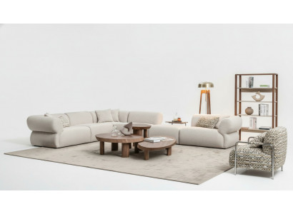 Canapé d'angle confortable en forme de L canapé beige paysage vivant neuf