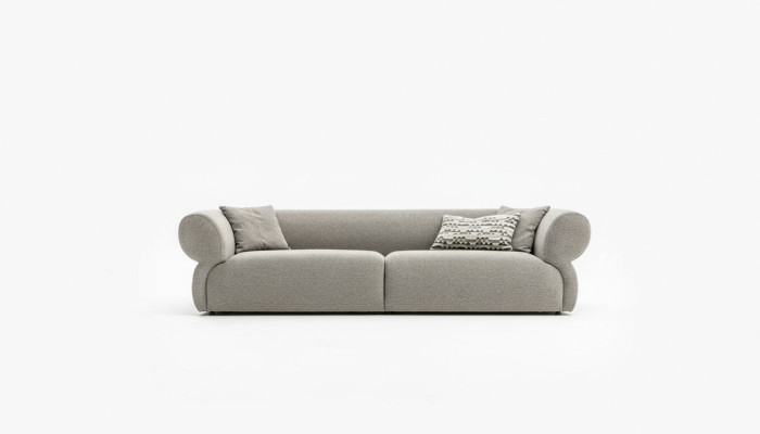 Canapé 3 places Beige Canapé de luxe Salon moderne Design Tissu d'ameublement nouveau