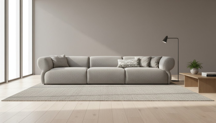 Grand canapé en tissu 5 places avec revêtement textile de qualité dans un style moderne