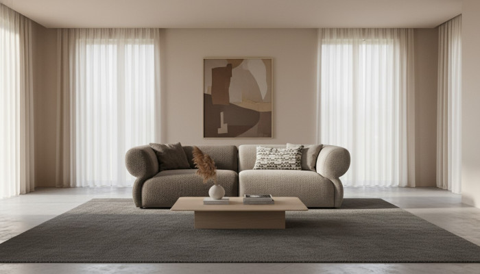Canapé de luxe 3 places gris Canapé rembourré Salon Trois canapés 250 cm