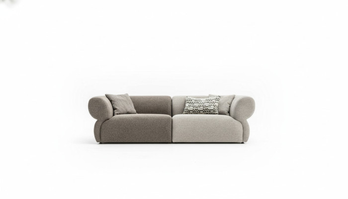 Canapé de luxe 3 places gris Canapé rembourré Salon Trois canapés 250 cm