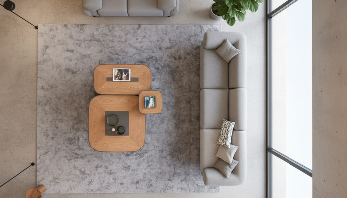 Canapé moderne gris cinq places pour le salon, meuble rembourré style canapé