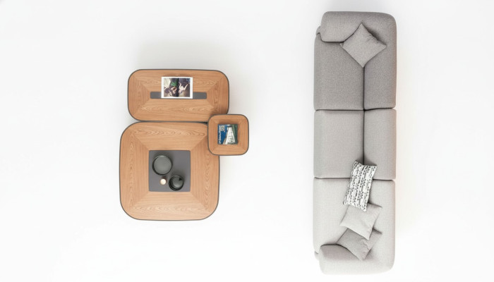 Canapé moderne gris cinq places pour le salon, meuble rembourré style canapé