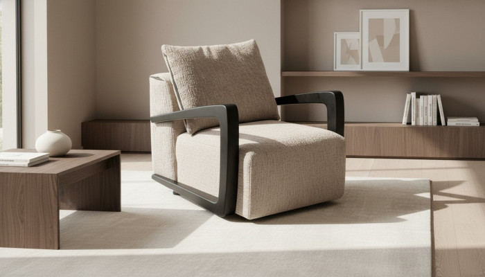 Siège rembourré 1 place en tissu de designer pour fauteuil style moderne de salon