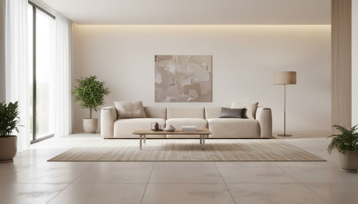 Canapé beige Salon Mobilier rembourré cinq places Designer Mobilier de luxe neuf
