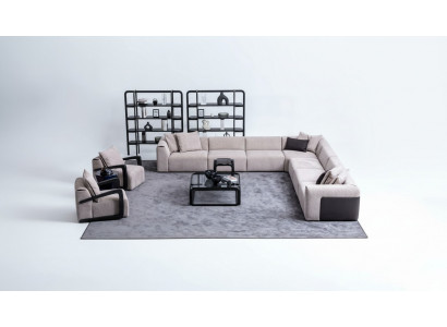 Ensemble de canapé de luxe Groupe de sièges Paysage de vie Forme en L Canapé Fauteuil Textile neuf