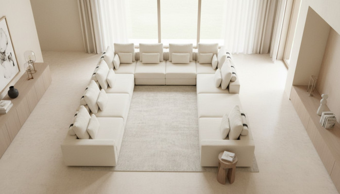 Grand canapé en forme de U rembourré Canapé de designer Mobilier de salon Paysage de vie
