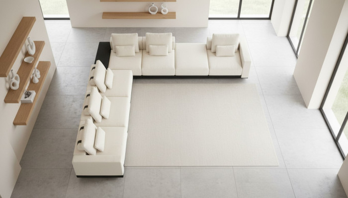Canapé d'angle en forme de L Paysage de vie Rembourrage Textile Canapé Ensemble de canapés Mobilier de luxe