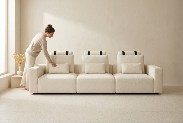 Blanc quatre places de luxe rembourrage quatre places textile mobilier de salon design