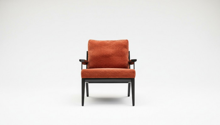 Fauteuil 1 place en textile pour salon, luxueux et moderne, avec revêtement neuf.