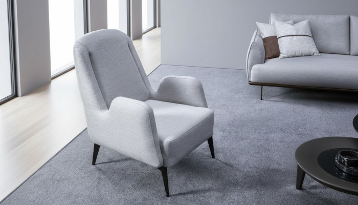 Designer Fauteuil Gris de Luxe 1 Place Fauteuil Rembourré Fauteuil Rembourré en Textile