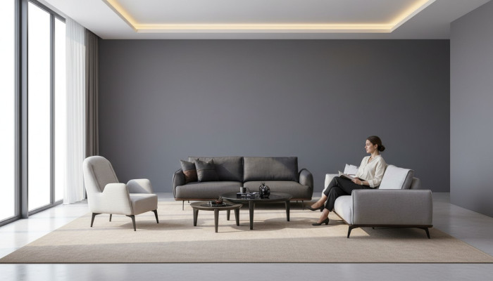 Ensemble canapé trois places design moderne ensemble fauteuil rembourré en textile