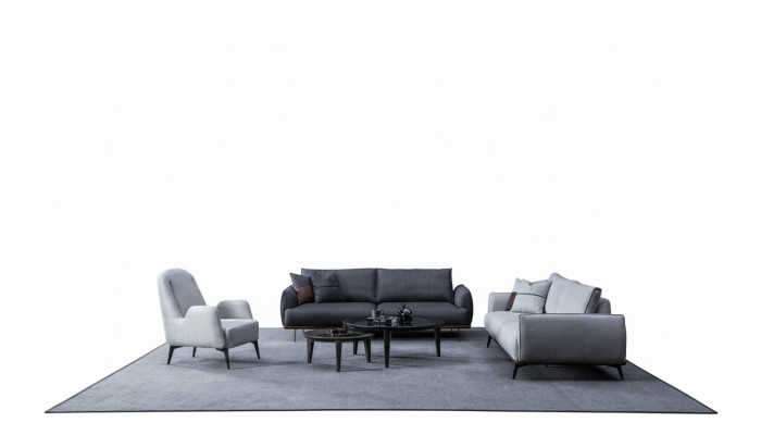 Ensemble canapé trois places design moderne ensemble fauteuil rembourré en textile