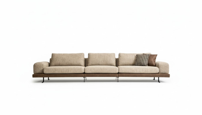 Canapé beige cinq places rembourré en tissu de canapé canapé mobilier de salon de meubles de siège