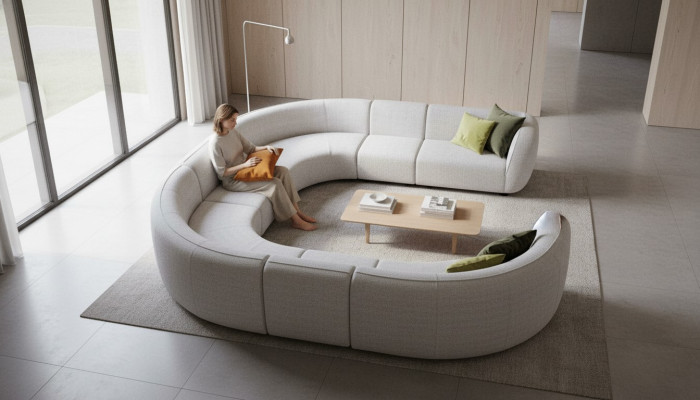 Paysage vivant Paysage de sièges Canapé d'angle Canapé beige Mobilier moderne Canapé