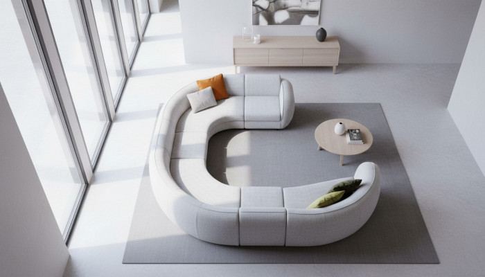 Grand canapé en forme de U gris ensemble de salon canapés de luxe de style moderne