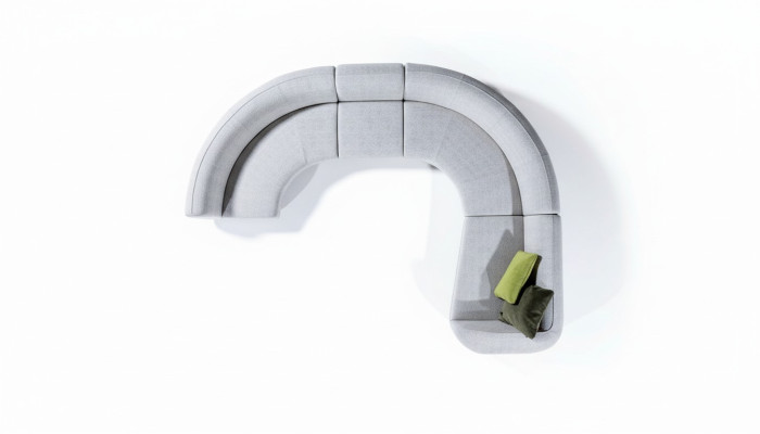 Canapé d'angle en forme de U semi-circulaire, canapé d'angle, paysage vivant, mobilier, canapé d'angle design.