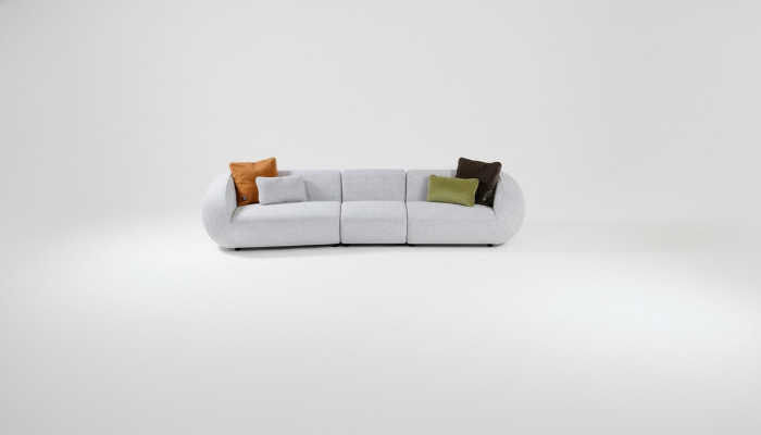 Canapé gris de luxe cinq places pour salon de designer Canapés Rembourrage