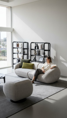 Ensemble de canapé gris trois places fauteuil suite de meubles rembourrés design de luxe