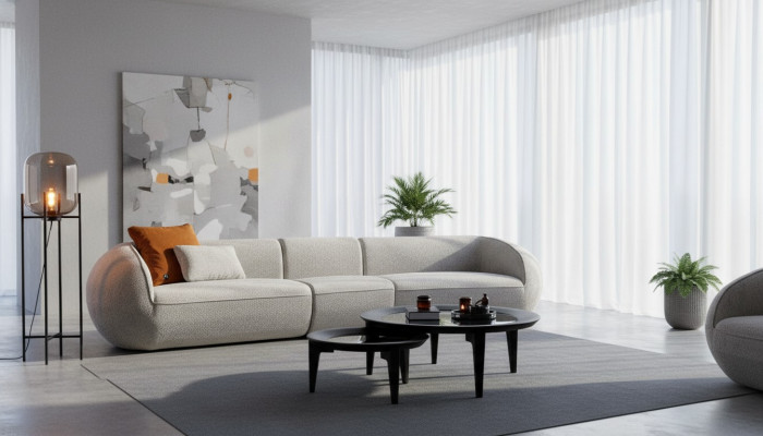 Grand salon cinq places Meubles de salon Canapés en textile Mobilier de luxe moderne