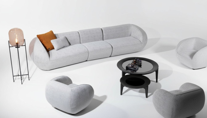 Ensemble de meubles de salon comprenant un fauteuil cinq places, un canapé et un design de meubles rembourrés en deux pièces.