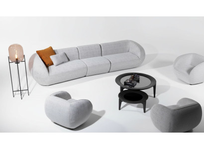 Ensemble de meubles de salon comprenant un fauteuil cinq places, un canapé et un design de meubles rembourrés en deux pièces.