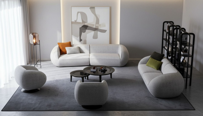 Ensemble de canapé groupe de sièges lounge trois places fauteuil d'angle rembourré moderne