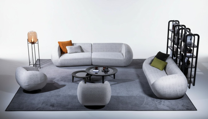 Ensemble de canapé groupe de sièges lounge trois places fauteuil d'angle rembourré moderne