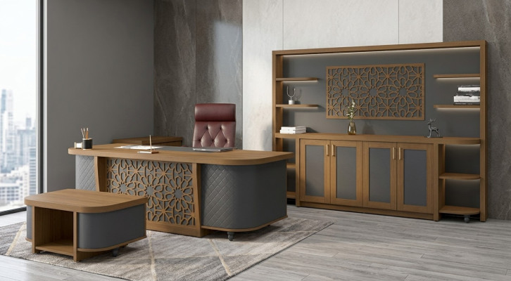 Ensemble de mobilier de bureau de luxe pour étude, comprenant un bureau 4 pièces.