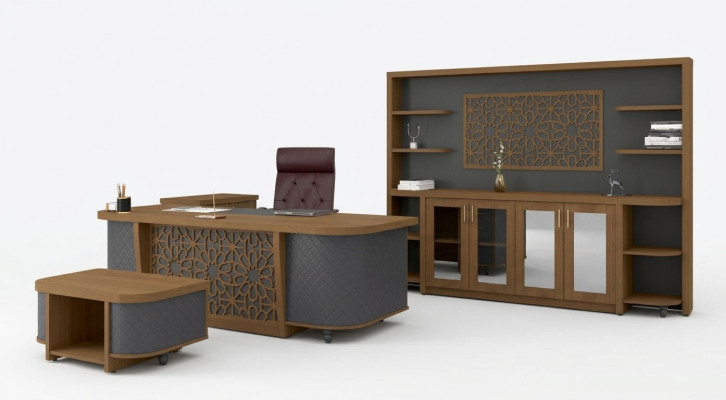 Ensemble de mobilier de bureau de luxe pour étude, comprenant un bureau 4 pièces.