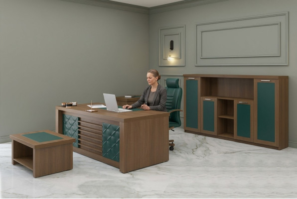 Suite de bureau marron mobilier de bureau de luxe bureau meubles de designer 4 pièces