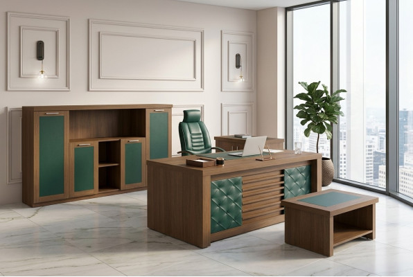 Suite de bureau marron mobilier de bureau de luxe bureau meubles de designer 4 pièces