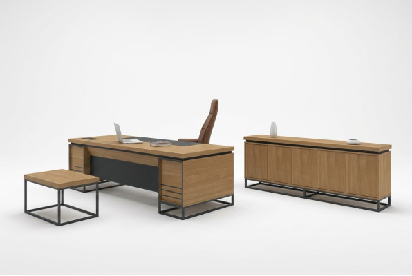 Ensemble de meubles de bureau brun pour le bureau comprenant une table de salle d’étude en 3 pièces.