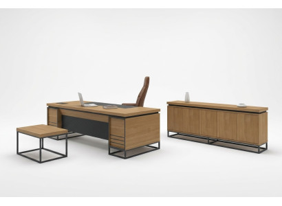 Ensemble de meubles de bureau brun pour le bureau comprenant une table de salle d’étude en 3 pièces.