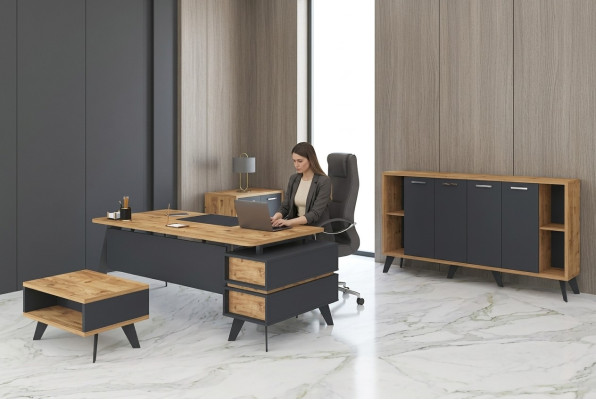 Ameublement Bureau Set Salle d'étude Bureaux Armoires Table 4pcs