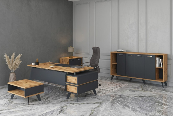 Ameublement Bureau Set Salle d'étude Bureaux Armoires Table 4pcs