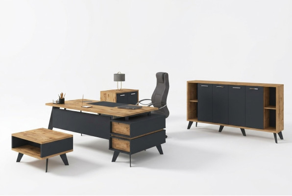 Ameublement Bureau Set Salle d'étude Bureaux Armoires Table 4pcs