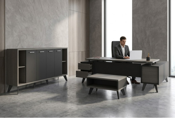 Salle d'étude Mobilier de bureau Bureau Table basse Armoire 3 pièces ensemble