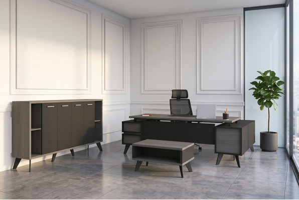 Salle d'étude Mobilier de bureau Bureau Table basse Armoire 3 pièces ensemble