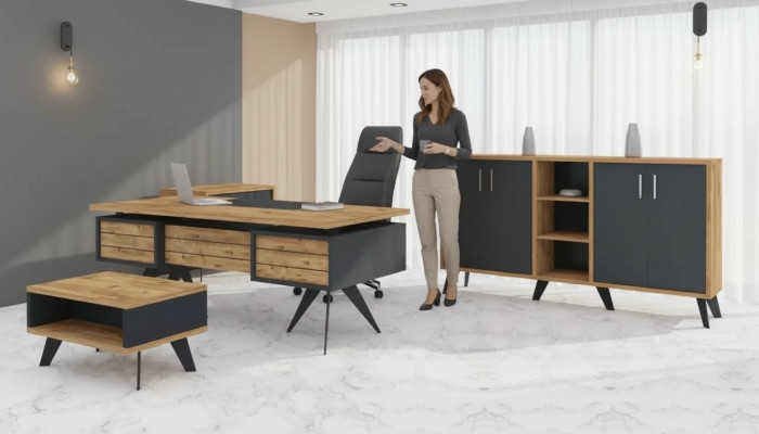 Grand ensemble de salle d'étude Mobilier de bureau Bureau Commode Table