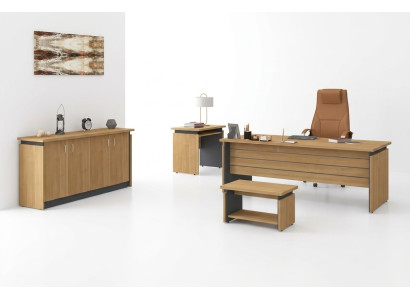 Salle d'étude Ensemble complet de mobilier en bois pour bureau, 4 pièces de mobilier de bureau