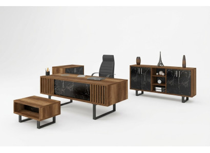 Ensemble de bureau avec table en marbre, armoire de bureau, 4 pièces.