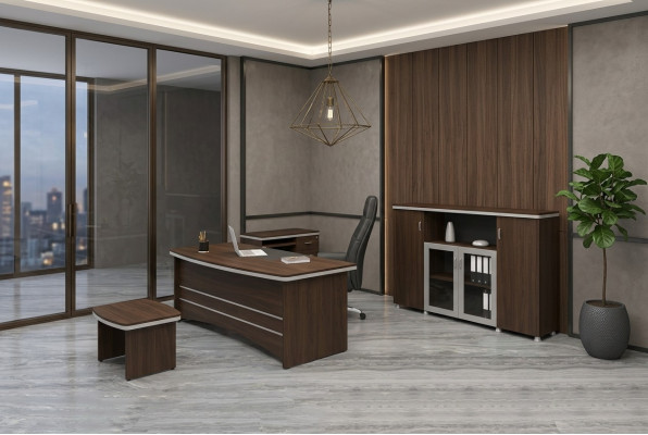Ensemble de bureau moderne Bureau Armoire Tables d'appoint Complet 4 pièces