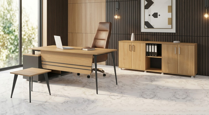 Salle d'étude Ensemble nouveau Table basse Design moderne Bureau d'angle 3 pièces